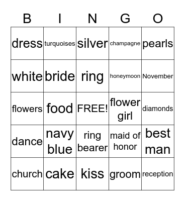 Sean and Amanda Bingo Card