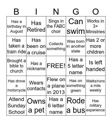 Cell 8 Icebreaker Bingo Card