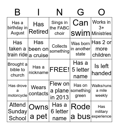 Cell 8 Icebreaker Bingo Card