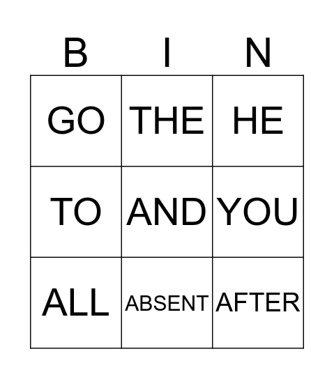 SPELLING WORDS Bingo Card