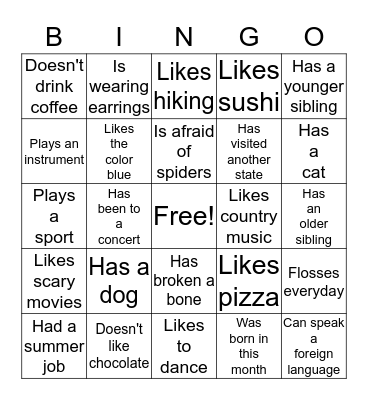 Find someone who... Bingo Card