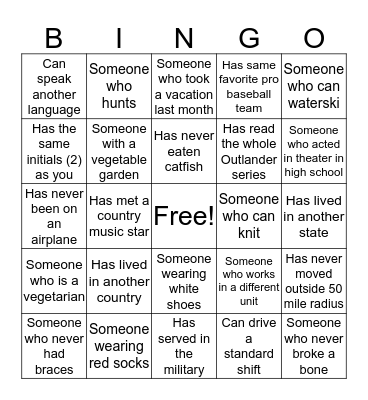 Northwest People Bingo Card