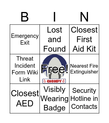 Yelp Physical Security Bingo Card