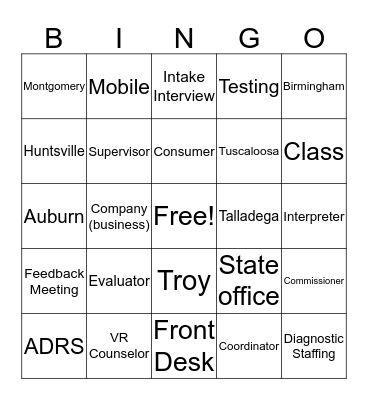 Sept 19th Vocabulary Bingo Card