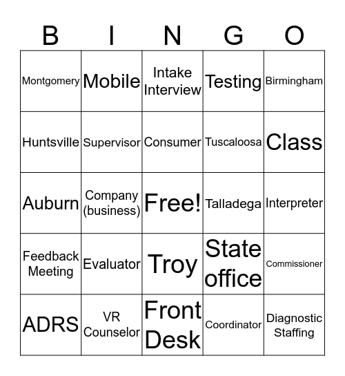 Sept 19th Vocabulary Bingo Card