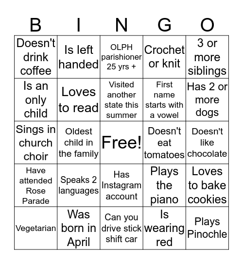 Get to Know You ... Bingo Card