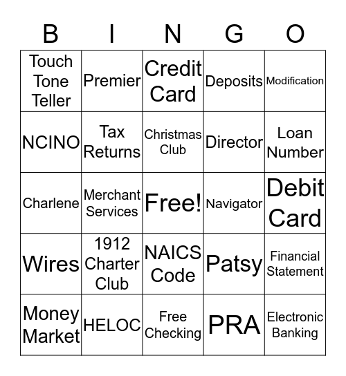 BANKERS BINGO Card