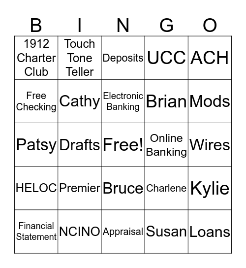 Banker's Bingo Card