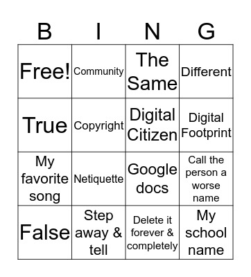 We are Digital Citizens Bingo Card