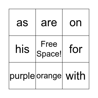 Words of the Week  Bingo Card