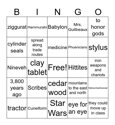 AH Chapter 3 Section 1-3 Bingo Card