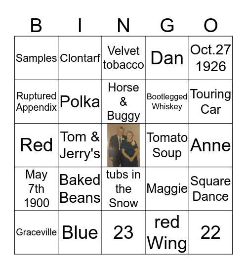 Fennell Family BINGO Card