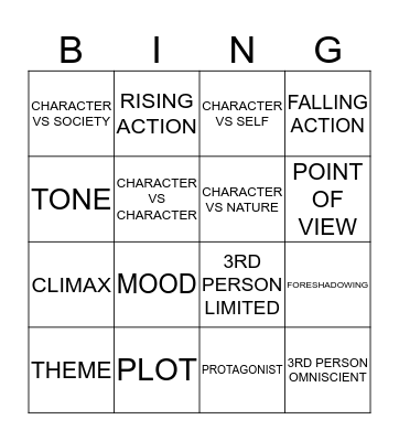 STORY ELEMENTS Bingo Card