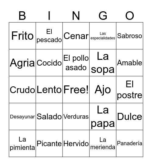 Spanish 3 Bingo Card