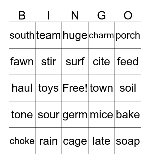 Seeing Stars Bingo Card