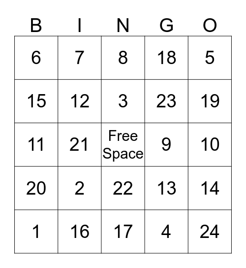 CFE Bingo Day Bingo Card