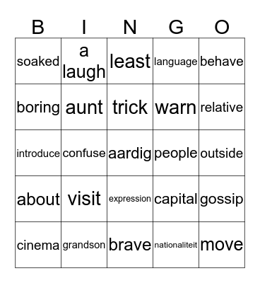 Vocabulary chapter 1 Bingo Card