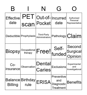 Basic of Health Insurance Bingo Card