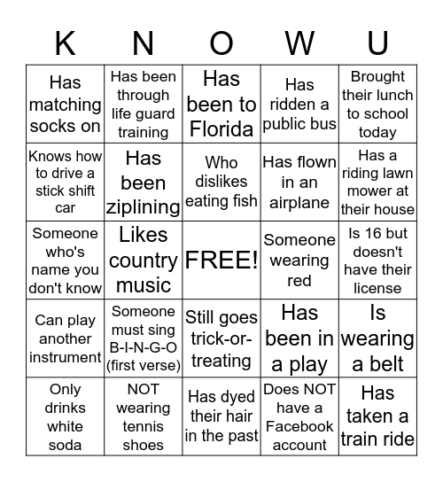 Getting To Know Your Team Bingo Card