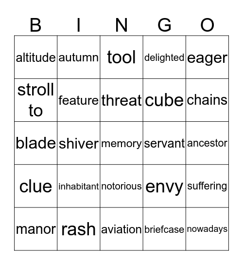 New Interface Vwo 3 unit 1 Hobd Bingo Card