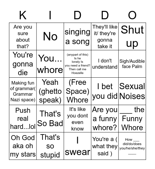 Kiddingo Bingo Card