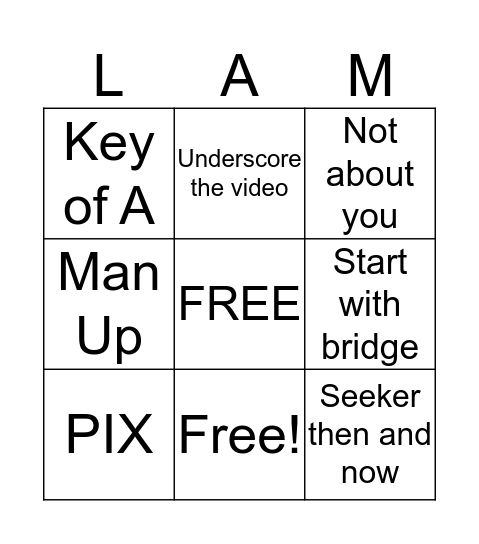LAM Bingo Card