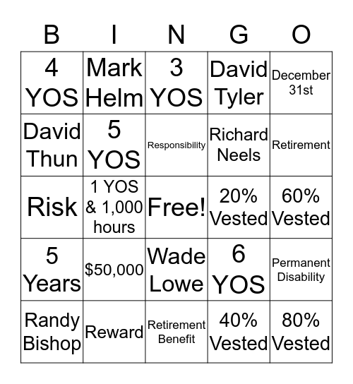 ESOP Bingo Card