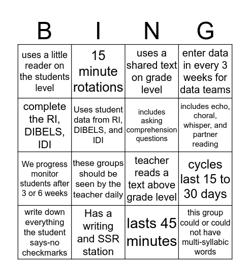 Bookworms Bingo Card
