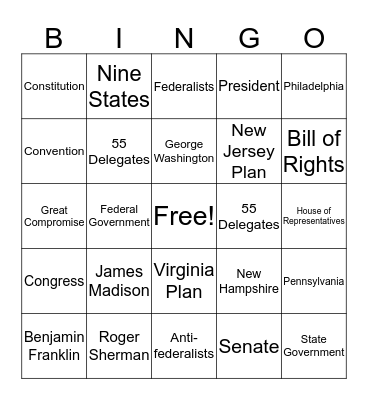 Making of the Constitution Bingo Card