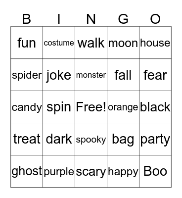 Spooky Bingo Card