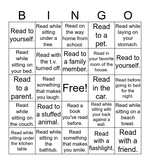 Reading Bingo Card