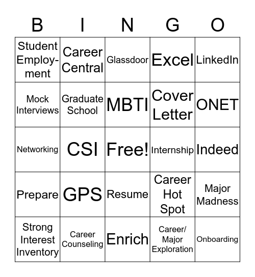 Career Bingo Card