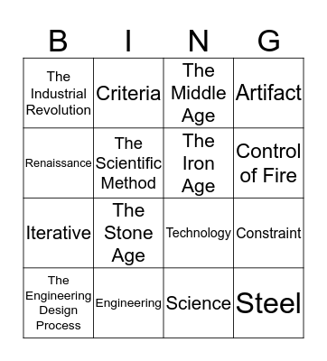Definition and History Bingo Card
