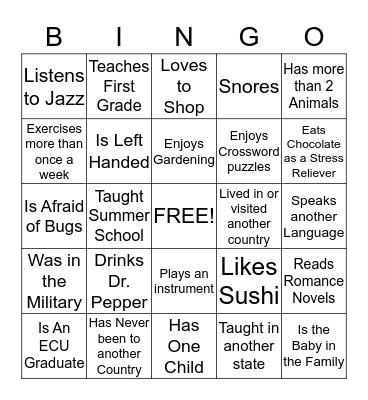 Find Someone Who... Bingo Card