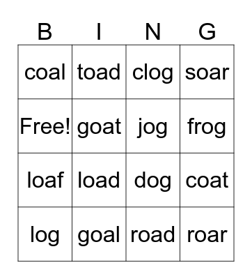 Vocabulary Bingo Card