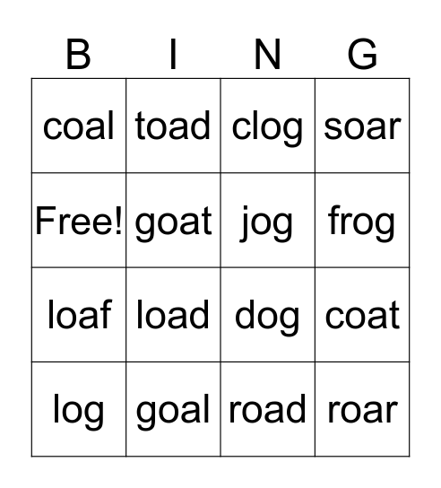 Vocabulary Bingo Card