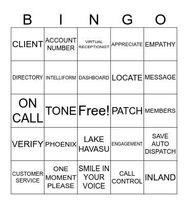 CUSTOMER SERVICE BINGO Card