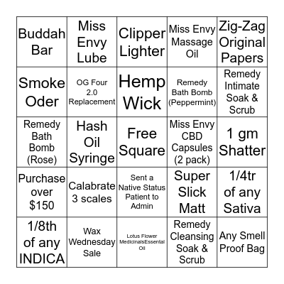 Bingo - Bliss - 20th September 2017 Bingo Card