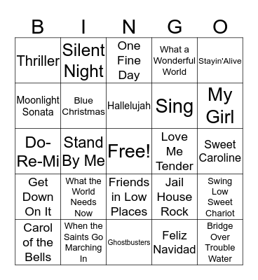 Song Name Bingo! Bingo Card