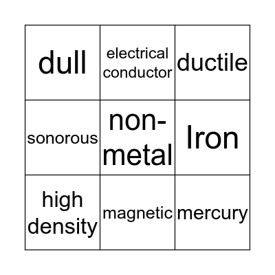 period table bingo Card