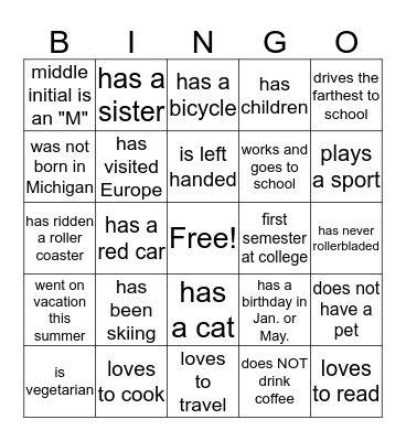Icebreaker Bingo! Bingo Card