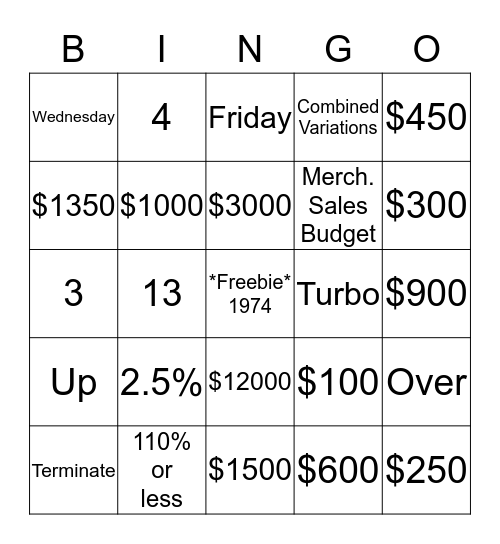 Circle K  Bingo Card