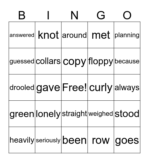 Week 1&2 spelling and sight words 2017 Bingo Card