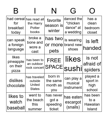 FIND SOMEONE WHO... Bingo Card
