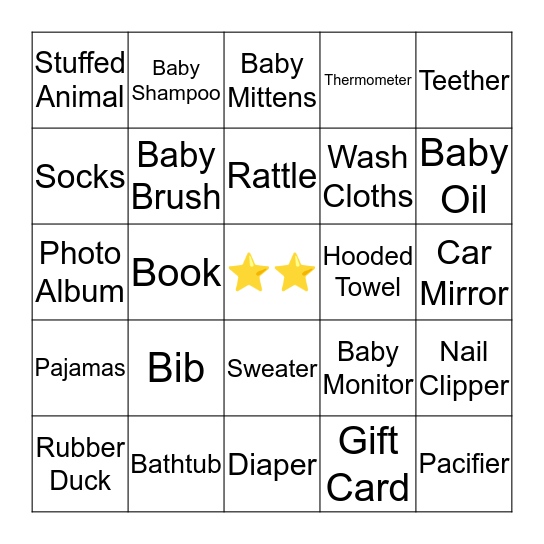 BABY SHOWER BINGO Card