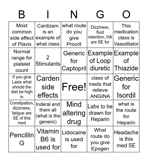 Week 5 Pharm GAME Bingo Card