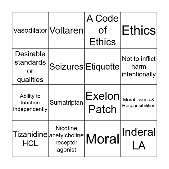 Code of Ethics/Drugs Bingo Card