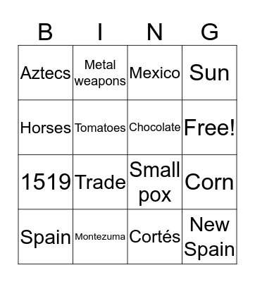 Explorer Bingo Card