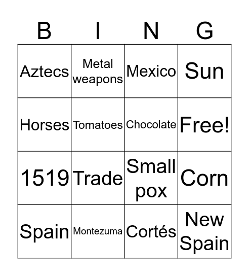 Explorer Bingo Card