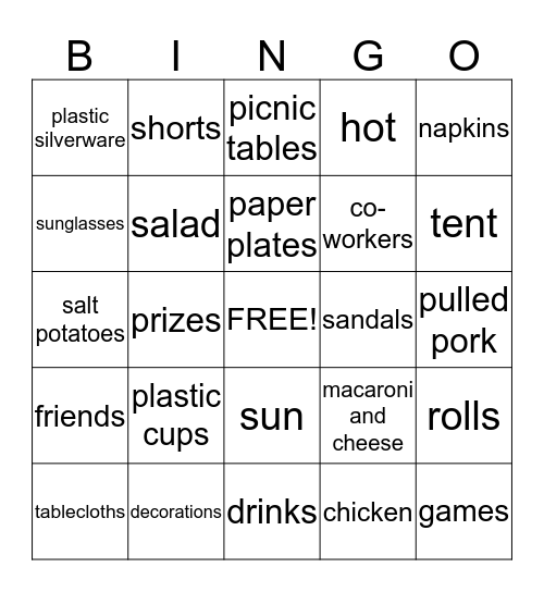 Recordkeeping Summer Picnic Bingo  Bingo Card